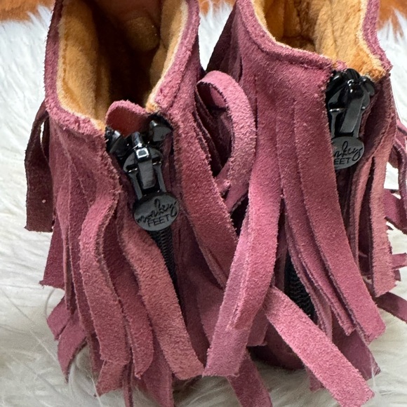 Fringe Boots Monkey feet dusty rose/pink size 2/3 yrs - Picture 5 of 14